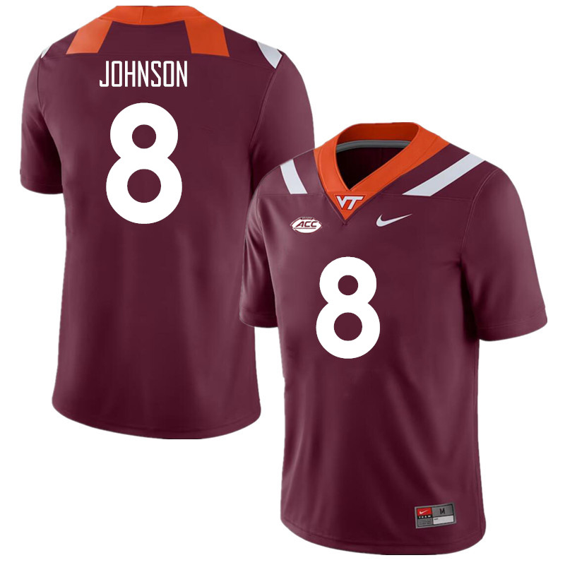 Men #8 Braylon Johnson Virginia Tech Hokies College Football Jerseys Stitched Sale-Maroon